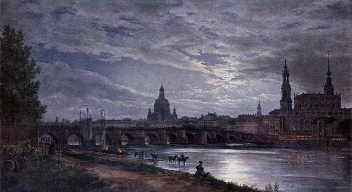 View of Dresden at Full Moon